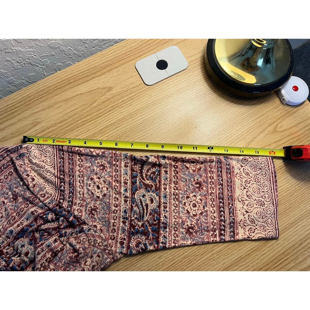 Chaps Women's 1X Paisley Boho Peasant Blouse Tie Neck 3/4 Sleeve Plus Size - Picture 9 of 10
